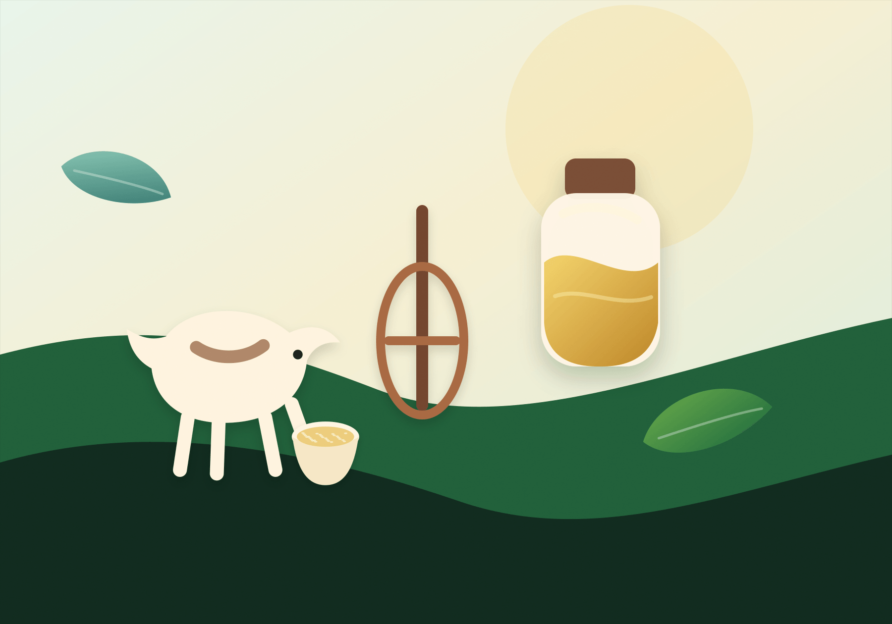 Illustrated A2 desi cow ghee jar with desi cow and Bilona churning details